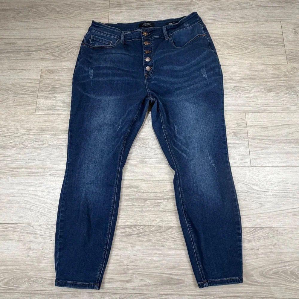 Judy Blue Womens 20W Skinny Fit Dark Wash High‎ Rise Button Fly Jeans JB88540K-S